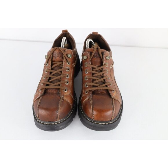 Vintage 90s Y2K Streetwear Mens 9.5 M Chunky Leather Platform Boots Shoes Brown